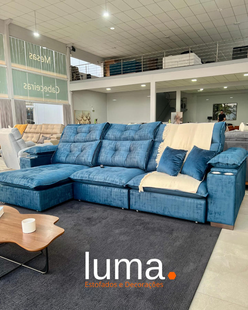 Sofa madri 2,90m | tecido jazz azul