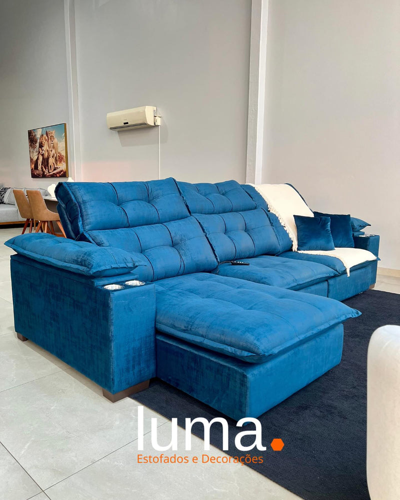 Sofa madri 2,90m | tecido jazz azul