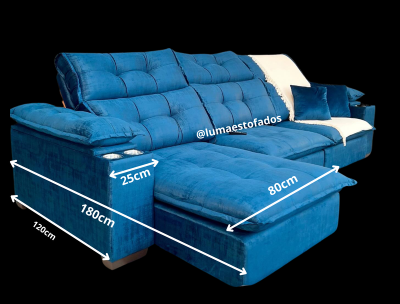 Sofa madri 2,90m | tecido jazz azul